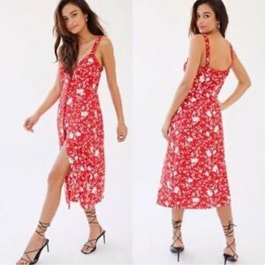 Aritzia Wilfred Floral Red Midi Dress